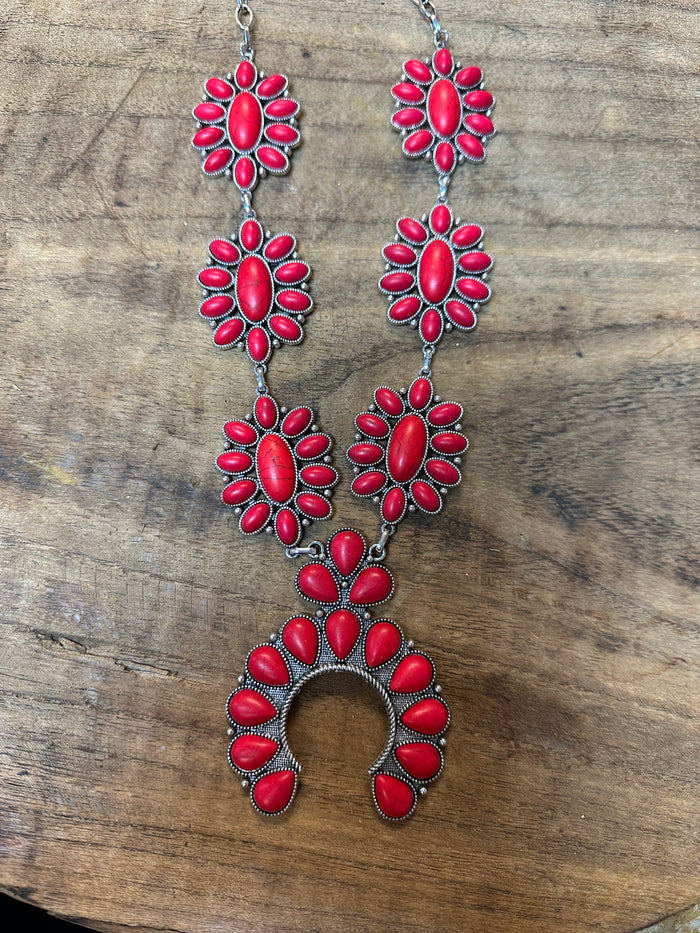 Mavis Necklaces- "Row Blossom" Red Charm