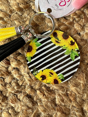 Glossy Acrylic Keychains- Sunflowers & Stripes