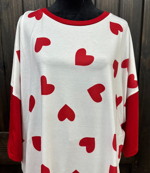 Red & White Heart Top