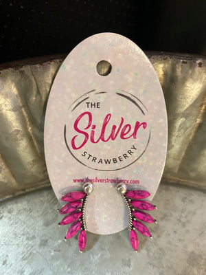 Fabulous Stud Earrings- Pink Feather