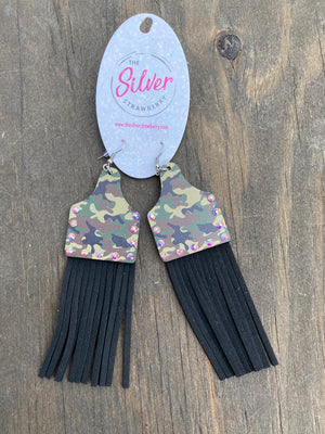 All About That Fringe Earrings- Camo