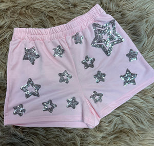 Baby Pink "Silver Sequence Star" Shorts