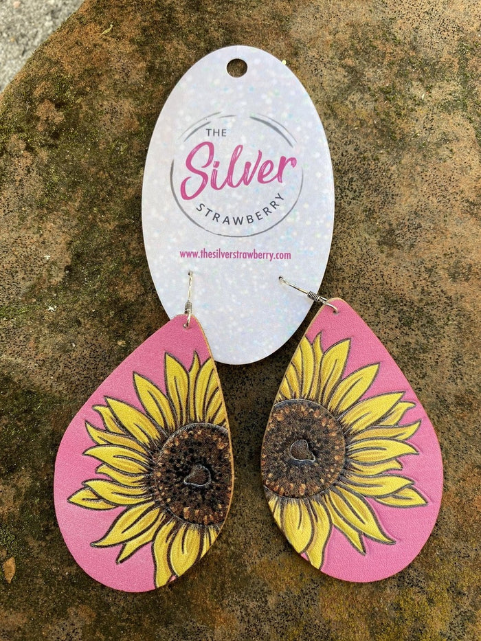 Light As A Feather Earrings- Pink Sunflower
