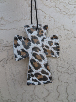 White Cheetah Cross Tag