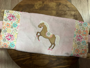 Teething Blankets- Pink Horse
