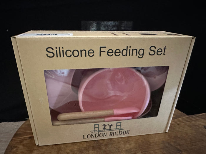 Silicone 4PC Feeding Set- Baby Pink