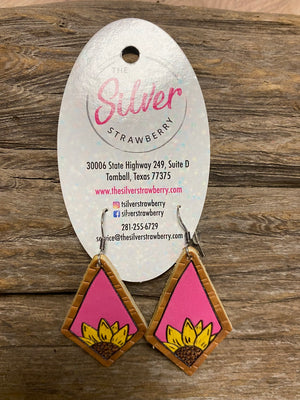 Set Of Three Earrings- Pink Sunflower