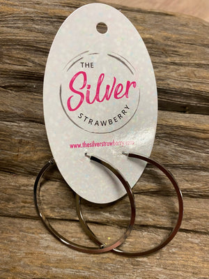 Polished Earrings- Silver Rectangular Loop