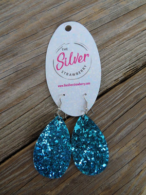 Glamour Glitter Earrings- Turquoise