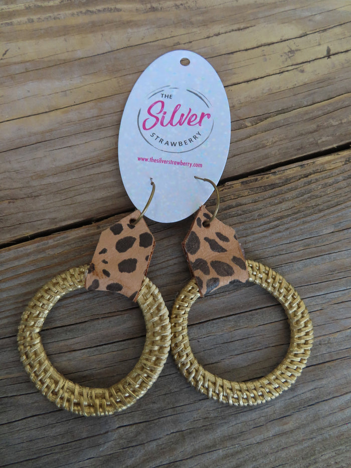 Lazy Day Loops Earrings- Big Gold w/ Cheetah