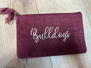 Burlap Make-Up Bags- "Bulldogs"