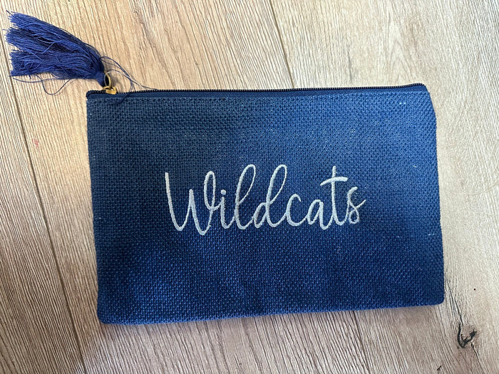 Burlap Make-Up Bags- "Wildcats"