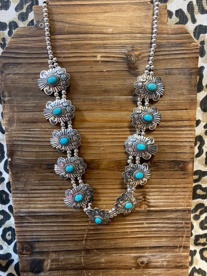 Mavis Necklaces- Turquoise & Silver Concho