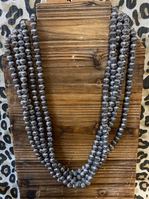 Zana Necklaces- Silver Beads Triple