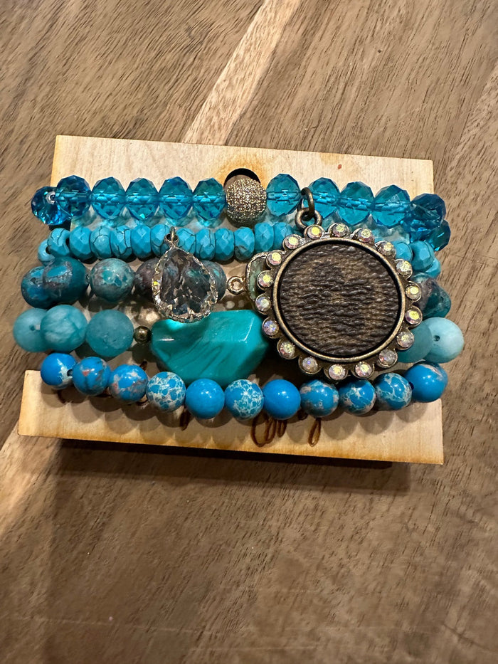 Revamped Cluster Bracelet- Turquoise "Set In Stone"