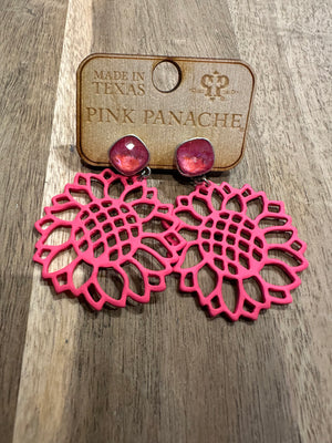 Pink Panache Earrings- Coral Flower