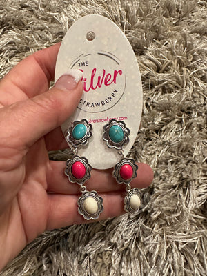 The Millie Earrings- Turquoise, Pink & White