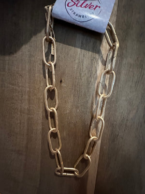 Pink Panache Necklaces- Gold Chain "Matte Paperclip"