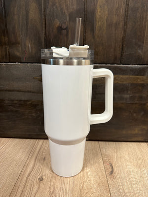 Handle Insulated Cup- White (40oz) – The Silver Strawberry