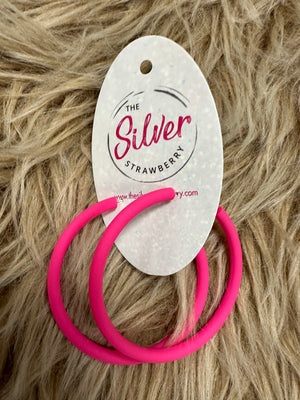 The Gummy Hoop Earrings- Hot Pink; Large Hoops