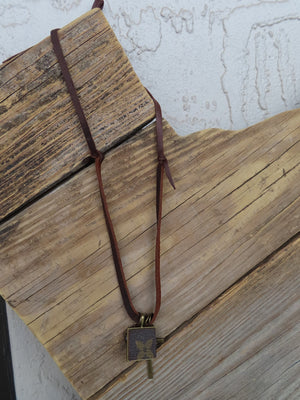 Revamped Charm Necklace- Brown Cross