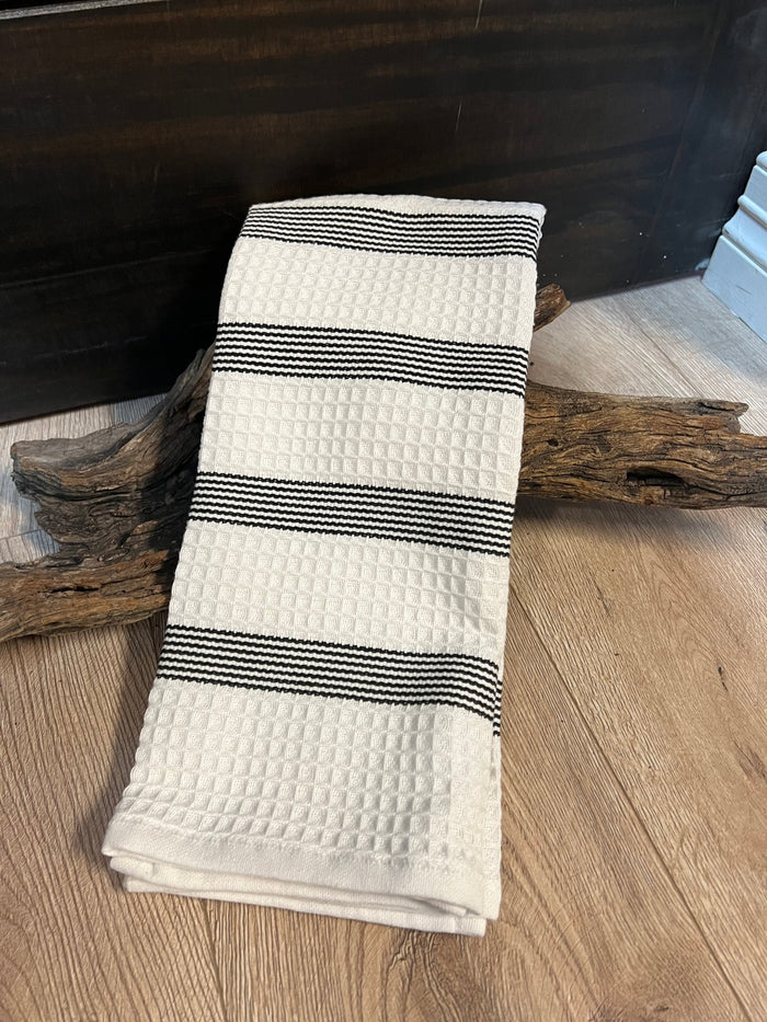 Kitchen Towels- Black & White Stripes