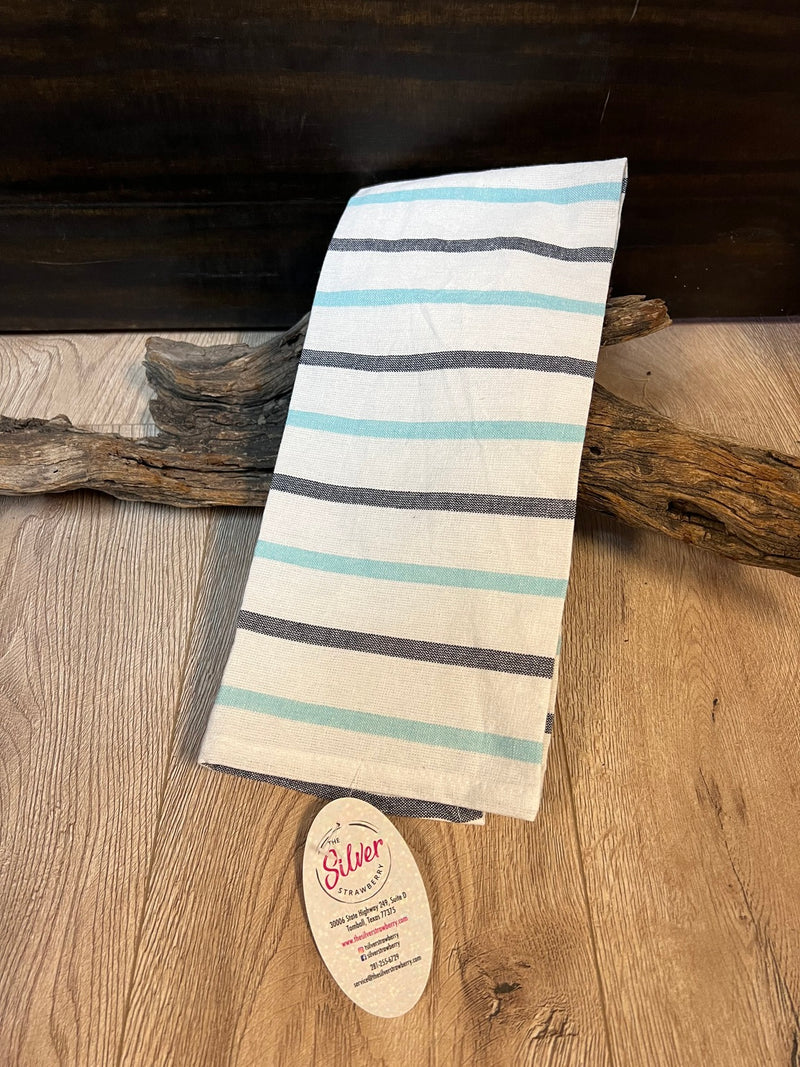 Kitchen Towels- Black & Turquoise Stitch Lines – The Silver Strawberry
