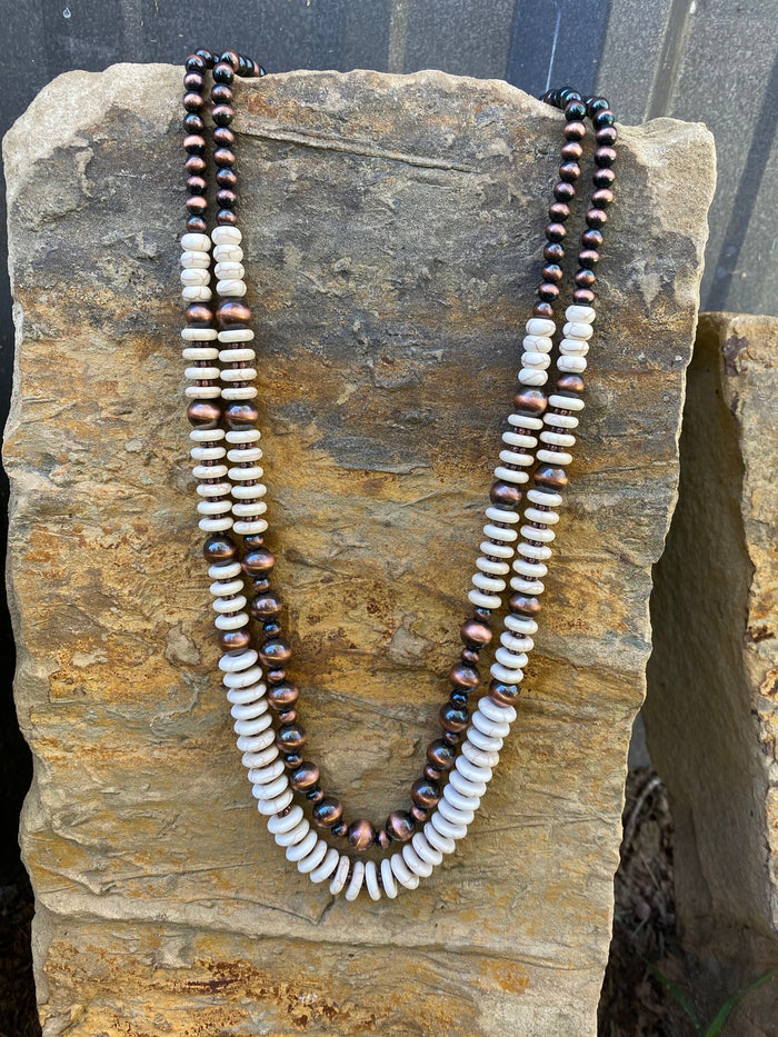 Cream & Copper Navajo Necklace
