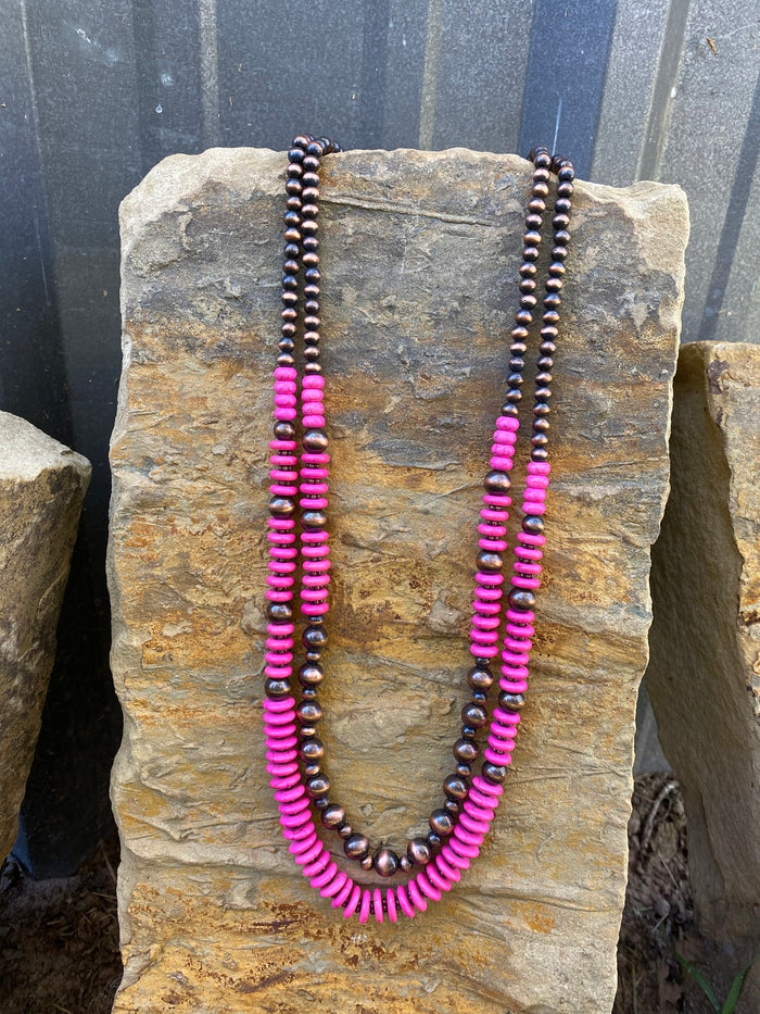Pink & Copper Navajo Necklace