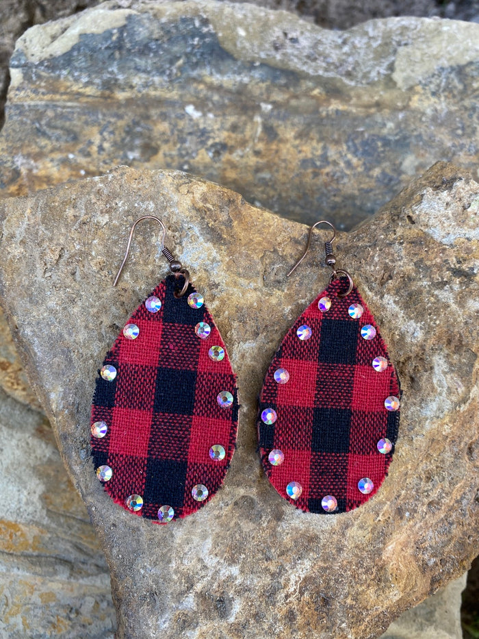 Gypsy Buffalo Earrings- Red & Black