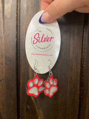 The Woody Earrings- Mini "Red Cougar Paw"