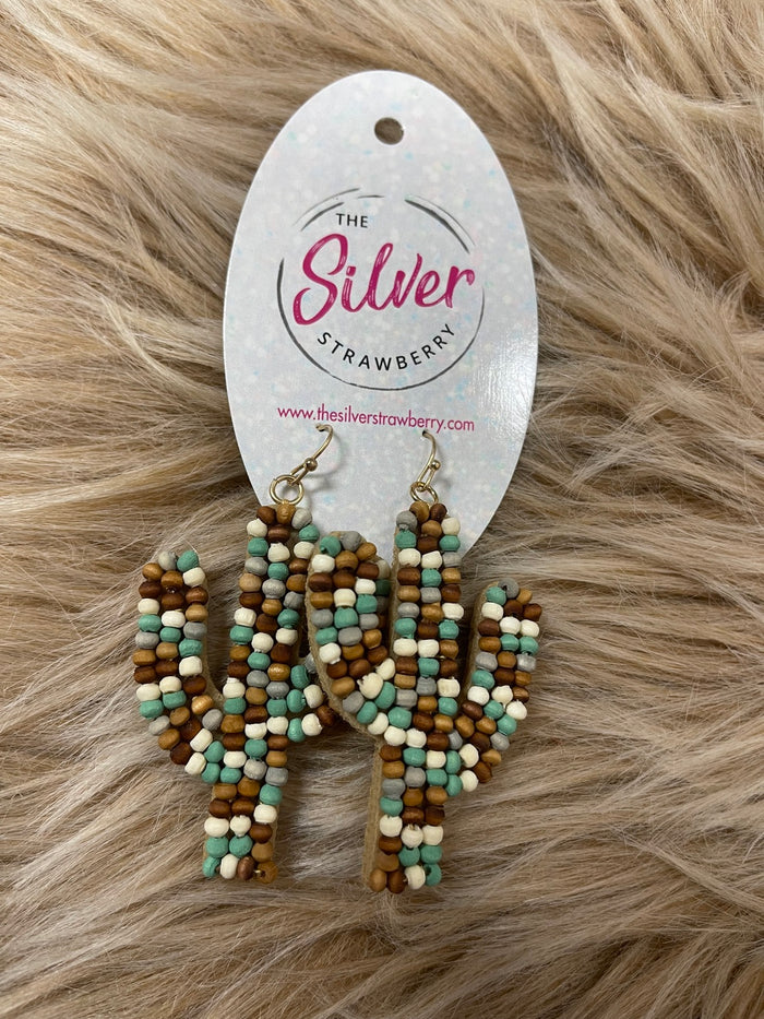 Calliope Cactus Earrings- Turquoise & Brown