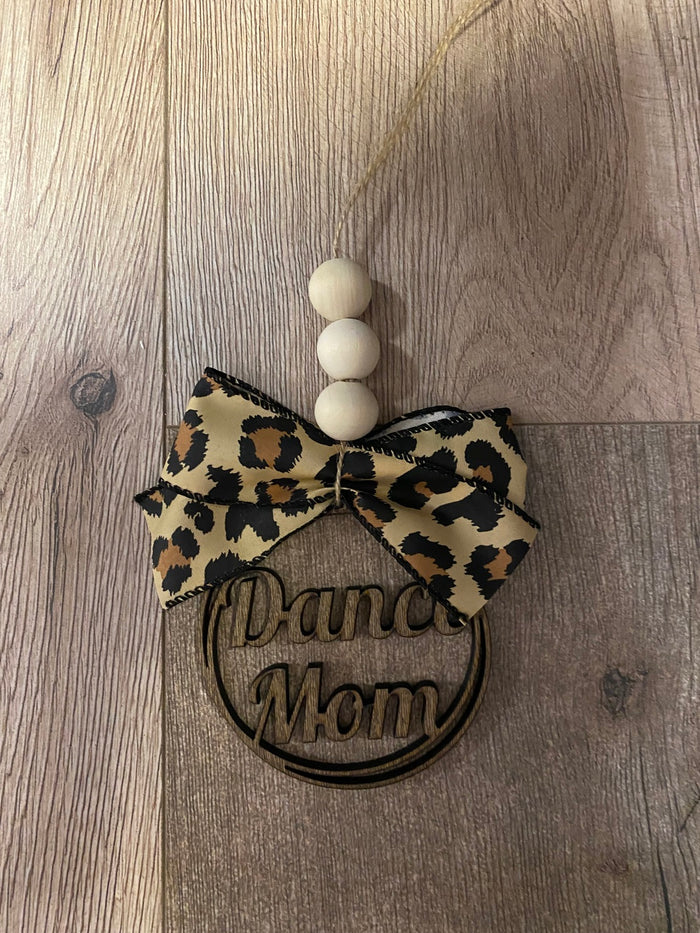 Rear View Mirror Hangers- Cheetah Bow "Dance Mom"