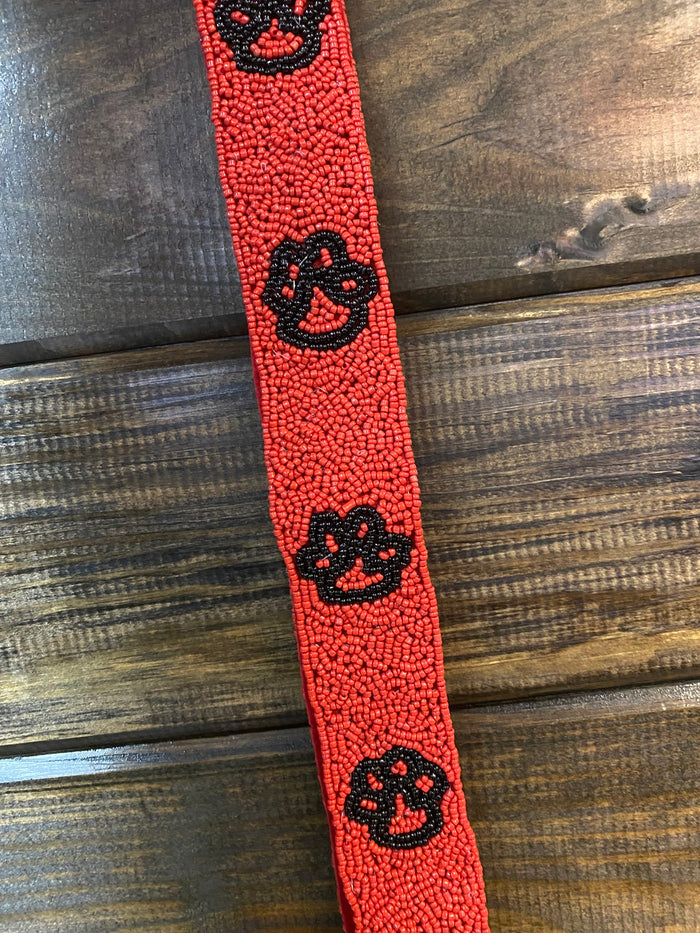 Nadine Purse Strap- Black & Red Paws