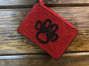 Coin Purse Wallet- Black & Red Paw Print