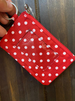 Coin Purse Wallet- Red & White Polka Dots