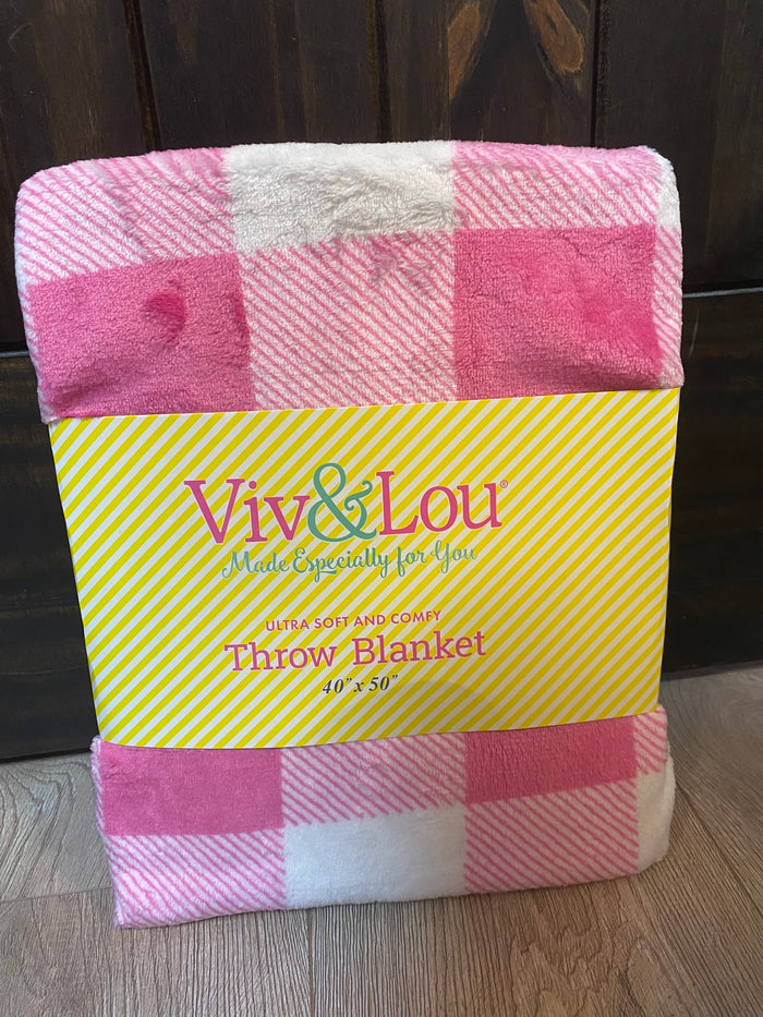 VL Blanket- Pink & White Gingham Check