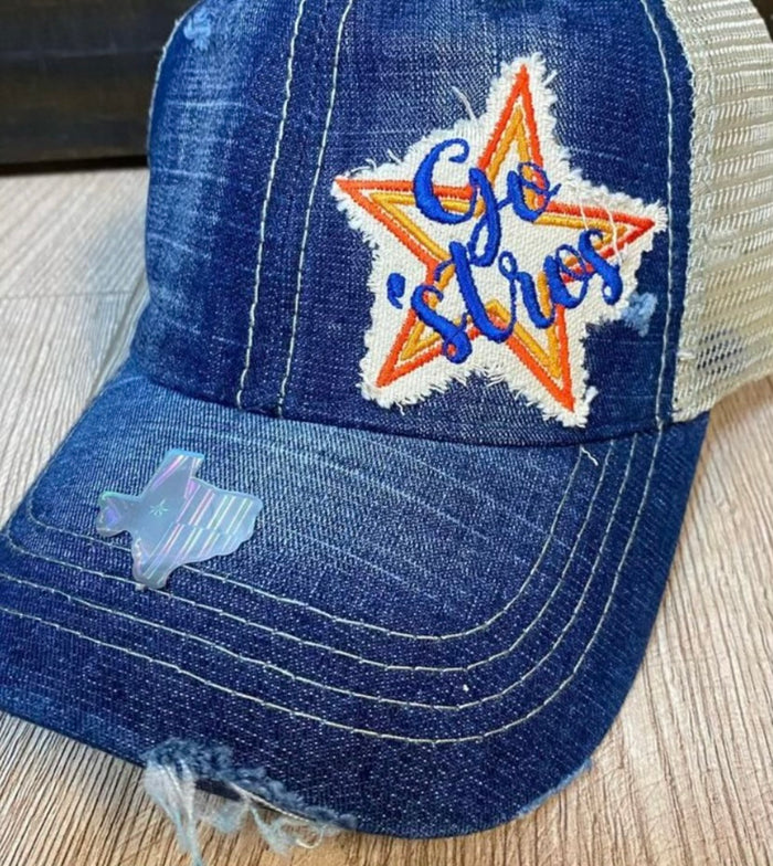 "Go 'Stros" Blue Denim Hat