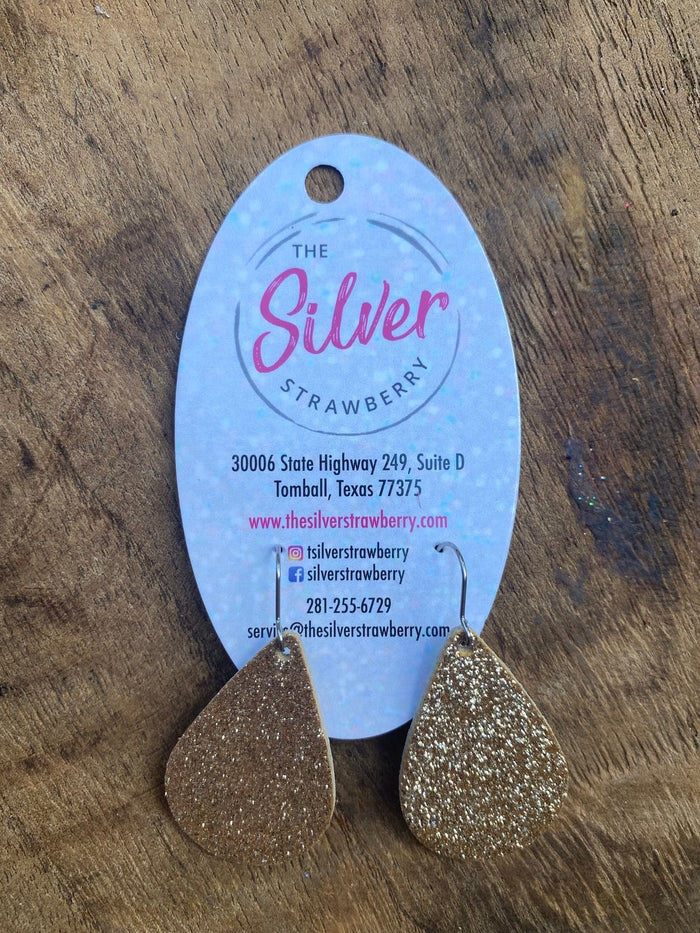 Light As A Feather Earring- Champagne Glitter Mini