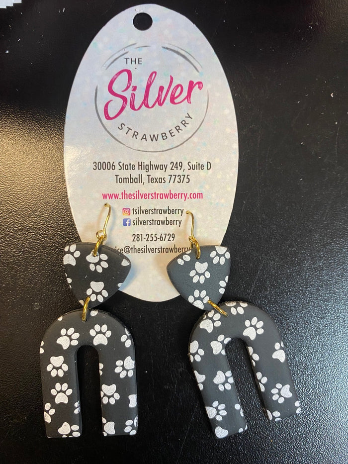 Over The Rainbow Earrings- Black & White Paw's