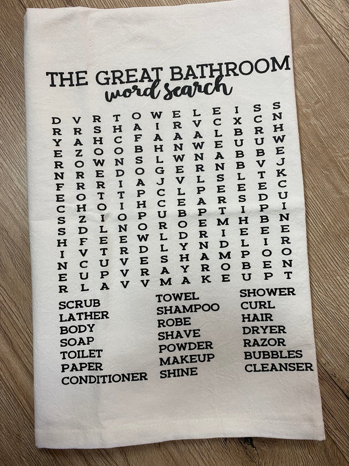 Kitchen Towels- "Bathroom Word Search"