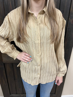 Latte Pleated Over Sized Top