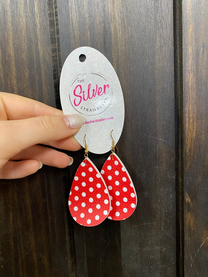 Light As A Feather Earring- Red & White Polka Dots