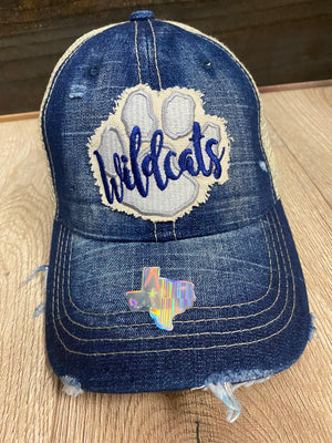 "Wildcat Paw" Middle Blue Denim Hat