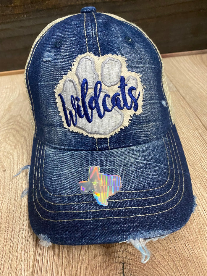 "Wildcat Paw" Middle Blue Denim Hat