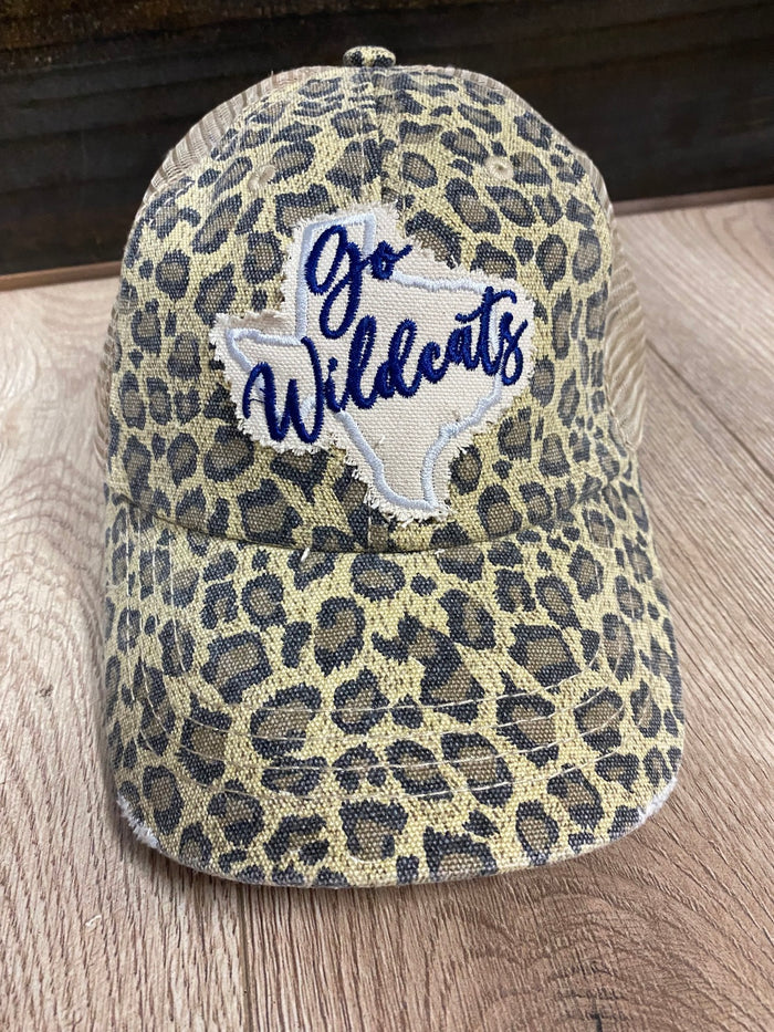 "Texas go Wildcats" Middle Brown Cheetah Hat