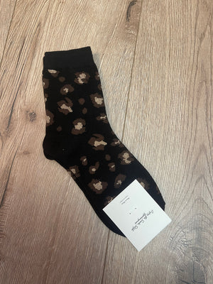 Tall Socks- Black & Brown Cheetah
