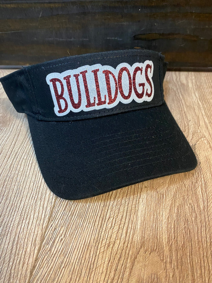 "Maroon & White Bulldogs" Black Visor Hat