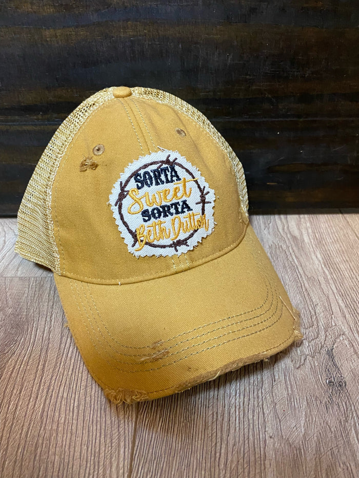 "Sorta Sweet, Sorta Beth Dutton" Mustard Denim Hat