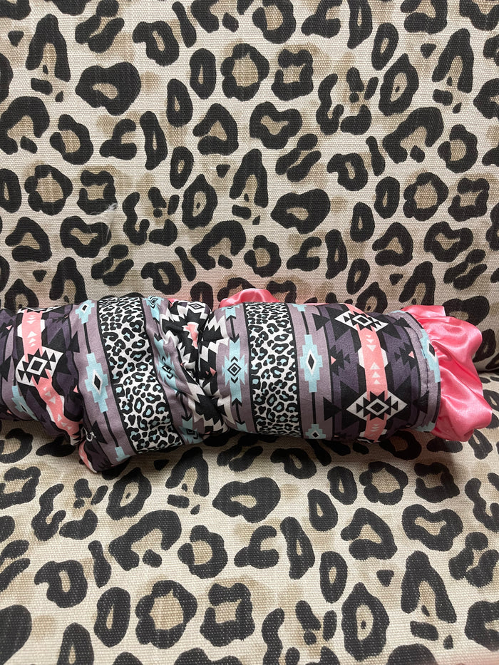 Minky Baby Blanket- Blue Cheetah & Pink Aztec